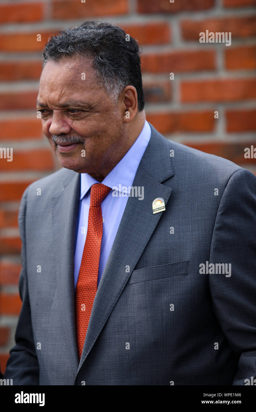 Polonia AUSCHWITZ -02 agosto 2019: Jesse Louis Jackson Suor un americano dei diritti civili attivista, ministro battista, politico.negli Stati Uniti il senatore ombra Foto Stock