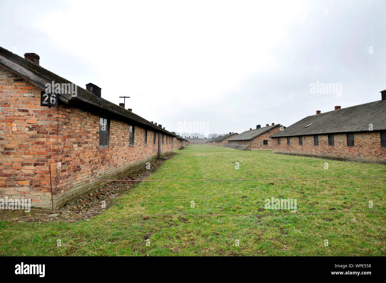 Polonia, su 2016/03/10: Auschwitz II-Birkenau campo di concentramento sul territorio della località di Oswiecim (Auschwitz in tedesco) e Brzezinka (B Foto Stock