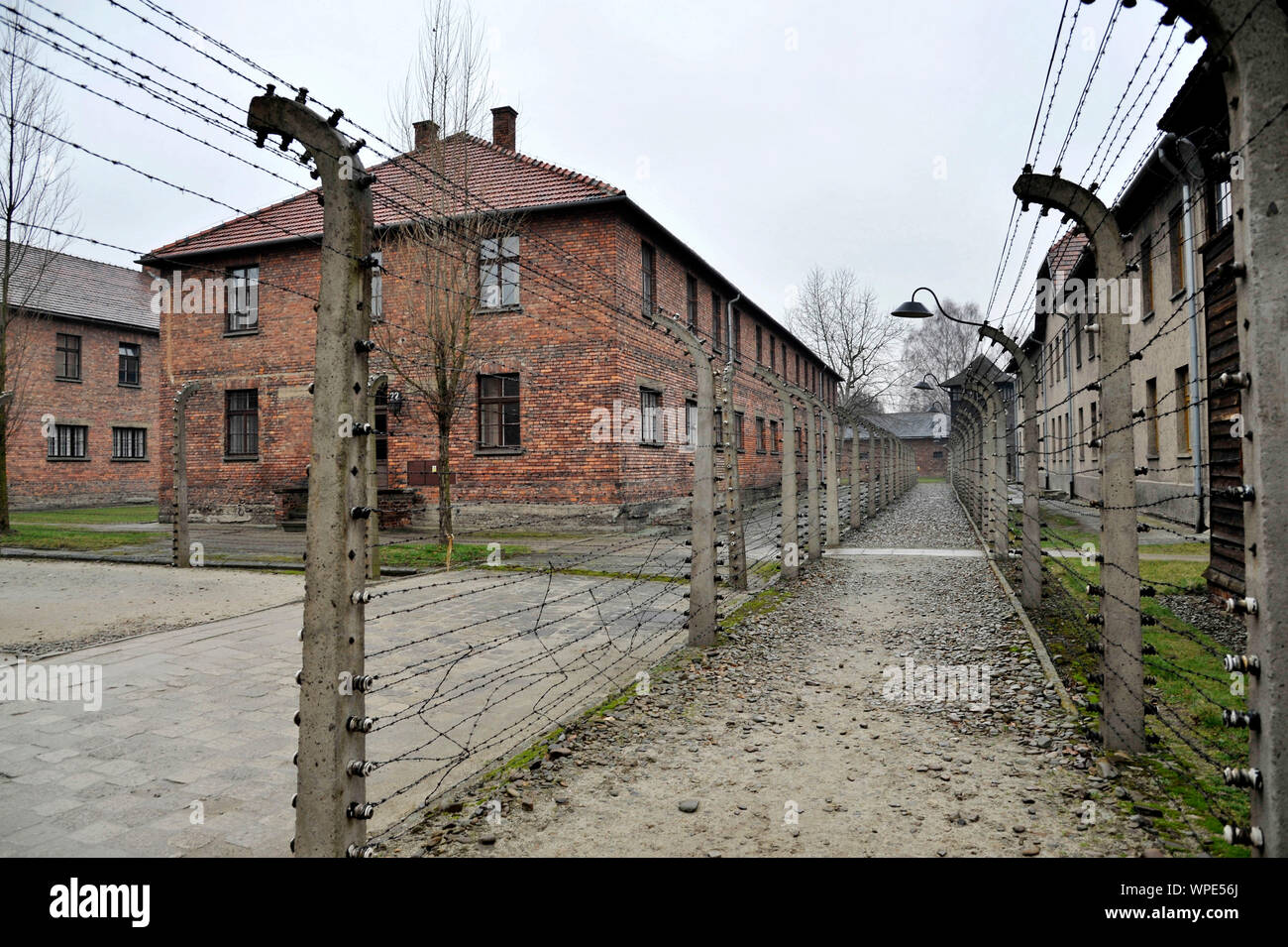 Polonia, su 2016/03/10: Auschwitz II-Birkenau campo di concentramento sul territorio della località di Oswiecim (Auschwitz in tedesco) e Brzezinka (B Foto Stock
