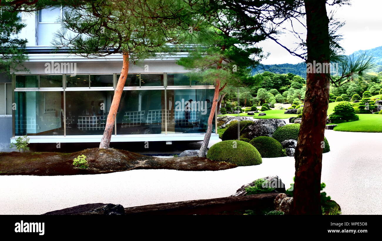 Giardini in Adachi Museum of Art Foto Stock