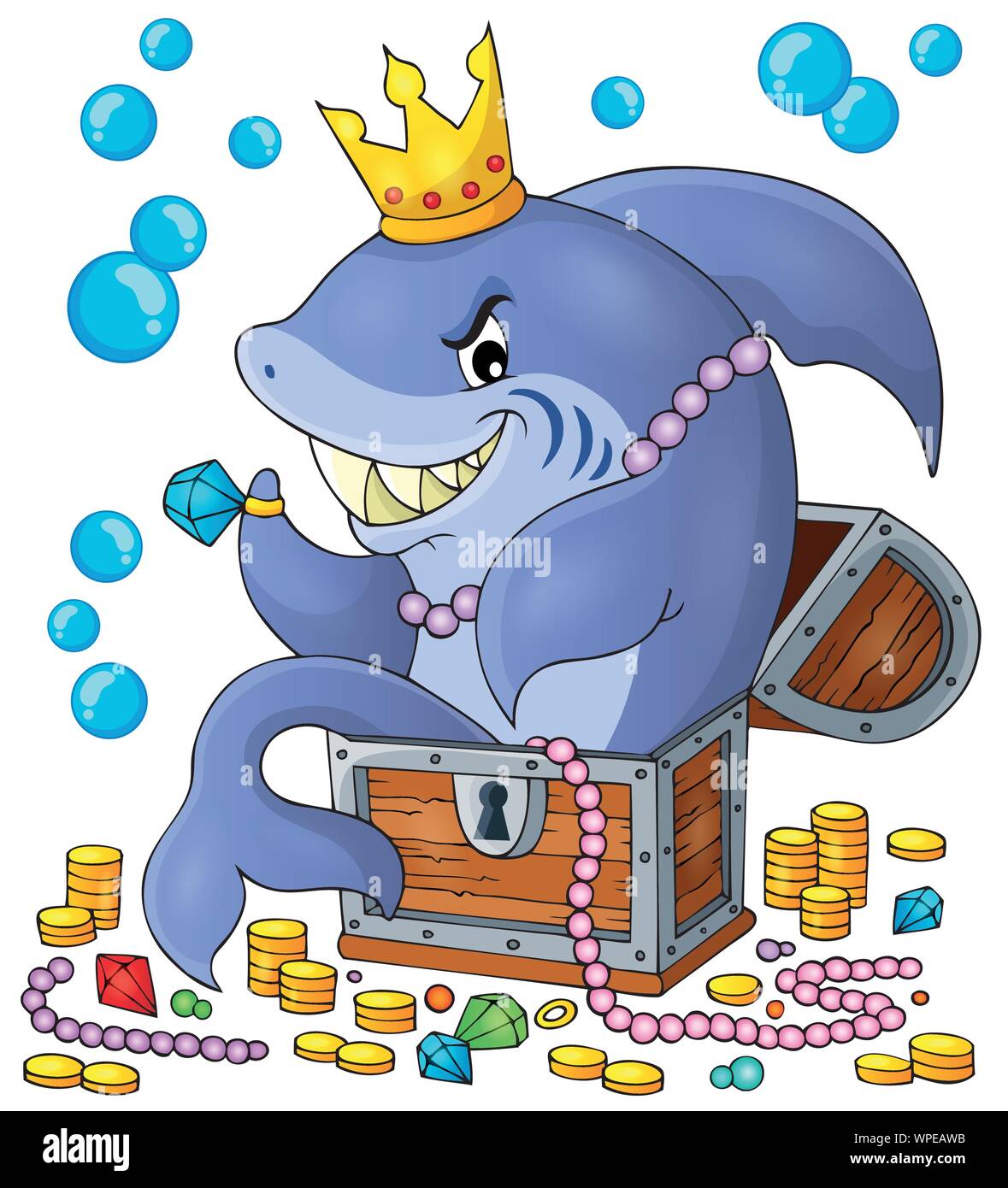 Shark con tema tesoro immagine 1 Illustrazione Vettoriale