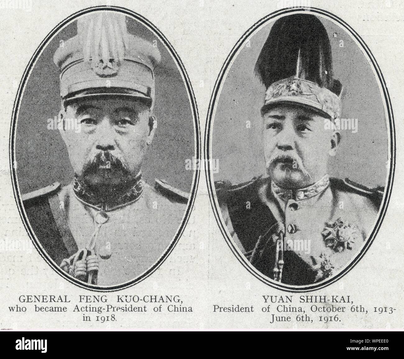 Generale Peng Kuo-Chang, presidente di carica della Cina nel 1918, Yuan Shih-Kai presidente della Cina 6 ottobre 1913-6 giugno 1916. Foto Stock