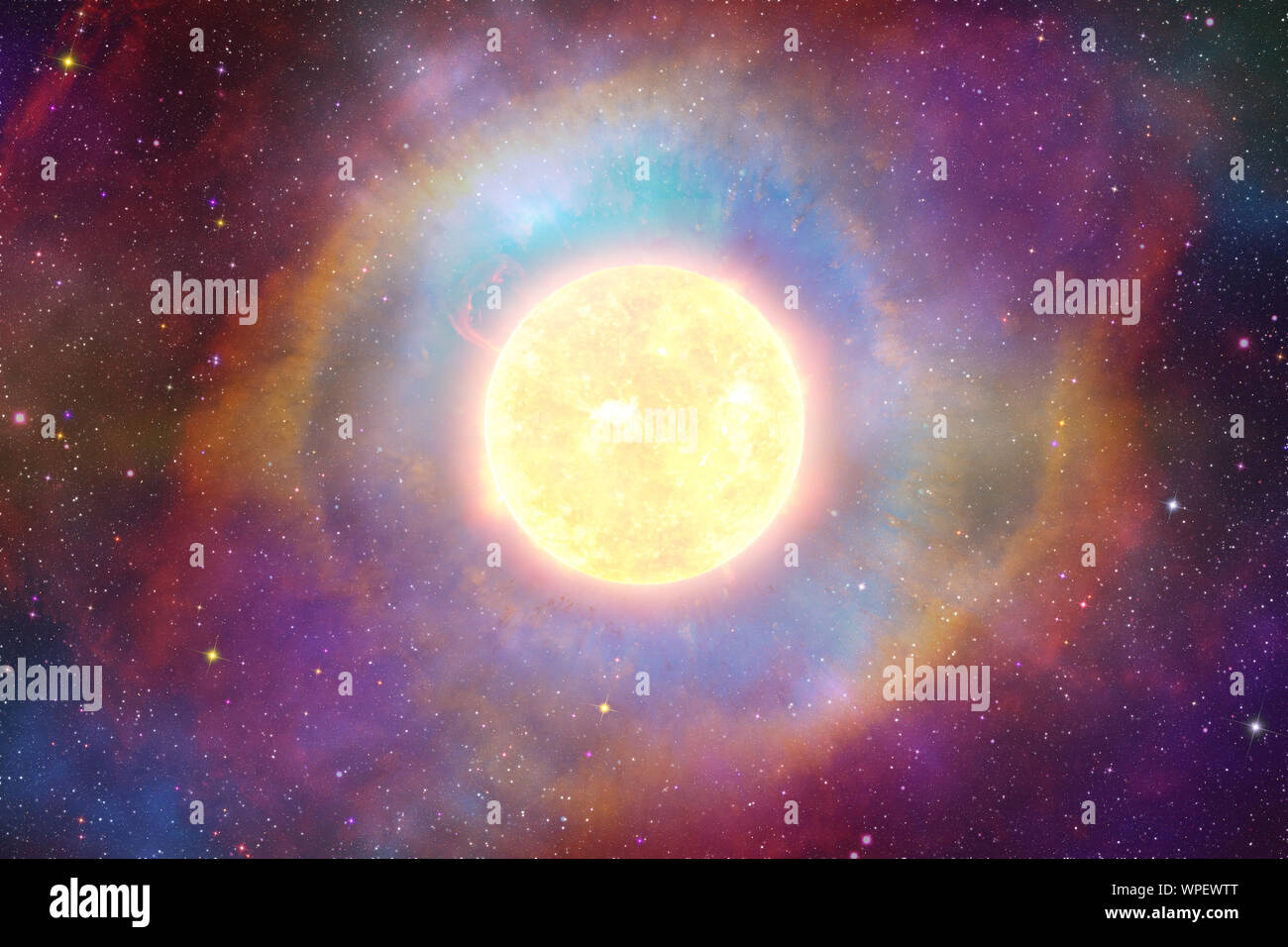 Blu super luna isolata su sfondo nero brillante supernova contro la nebulosa colorati cosmo sky, elementi di questa immagine fornita dalla NASA Foto Stock