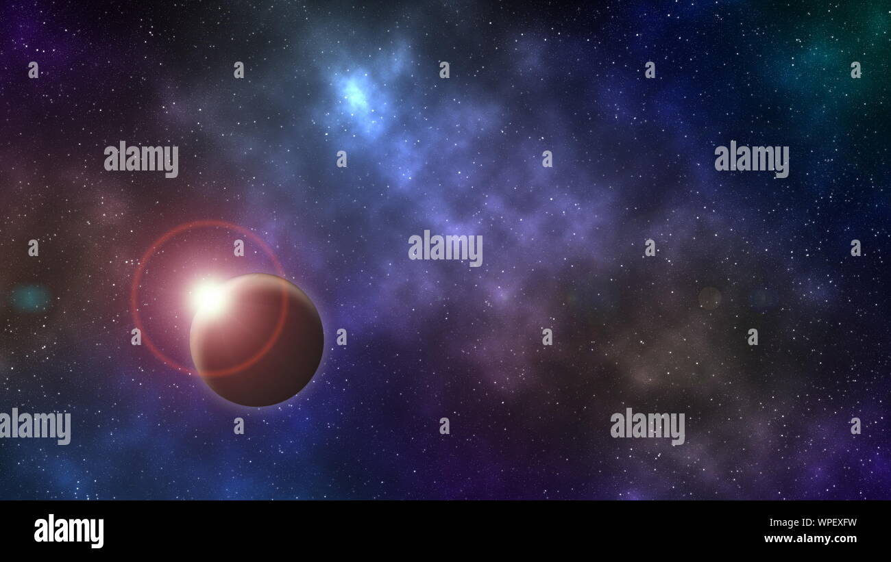 Mistero pianeta contro la nebulosa colorati cosmo sky, elementi di questa immagine fornita dalla NASA Foto Stock