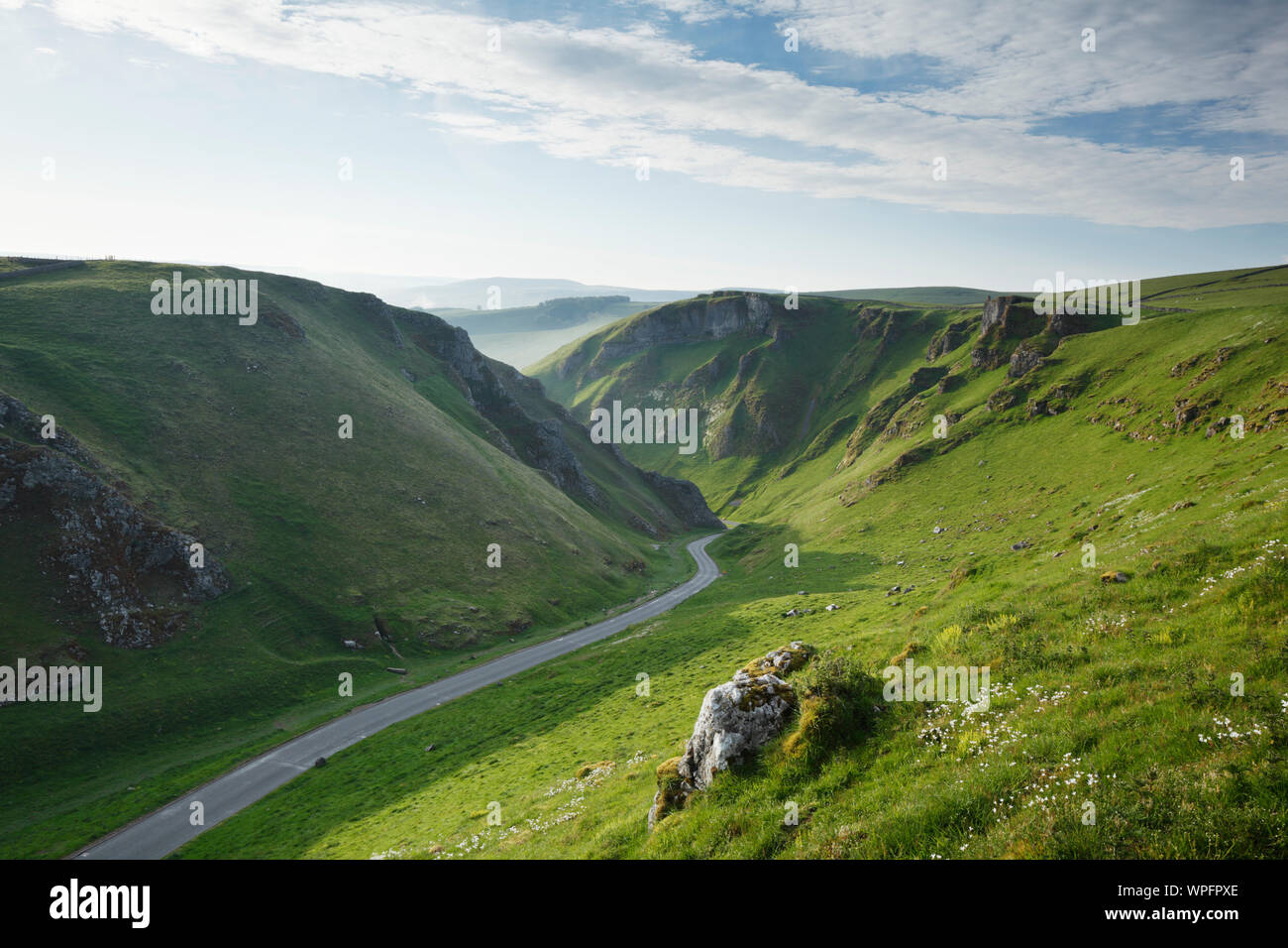 Winnats Pass. Parco Nazionale di Peak District. Derbyshire. Regno Unito. Foto Stock