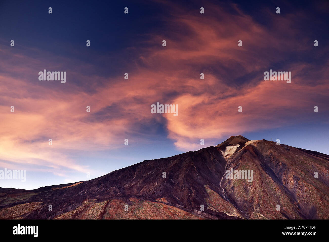 Vista panoramica di El vulcano Teide al tramonto Foto Stock