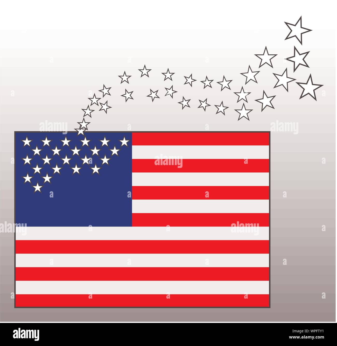 Immagine concettuale della bandiera americana con partenza stelle Illustrazione Vettoriale