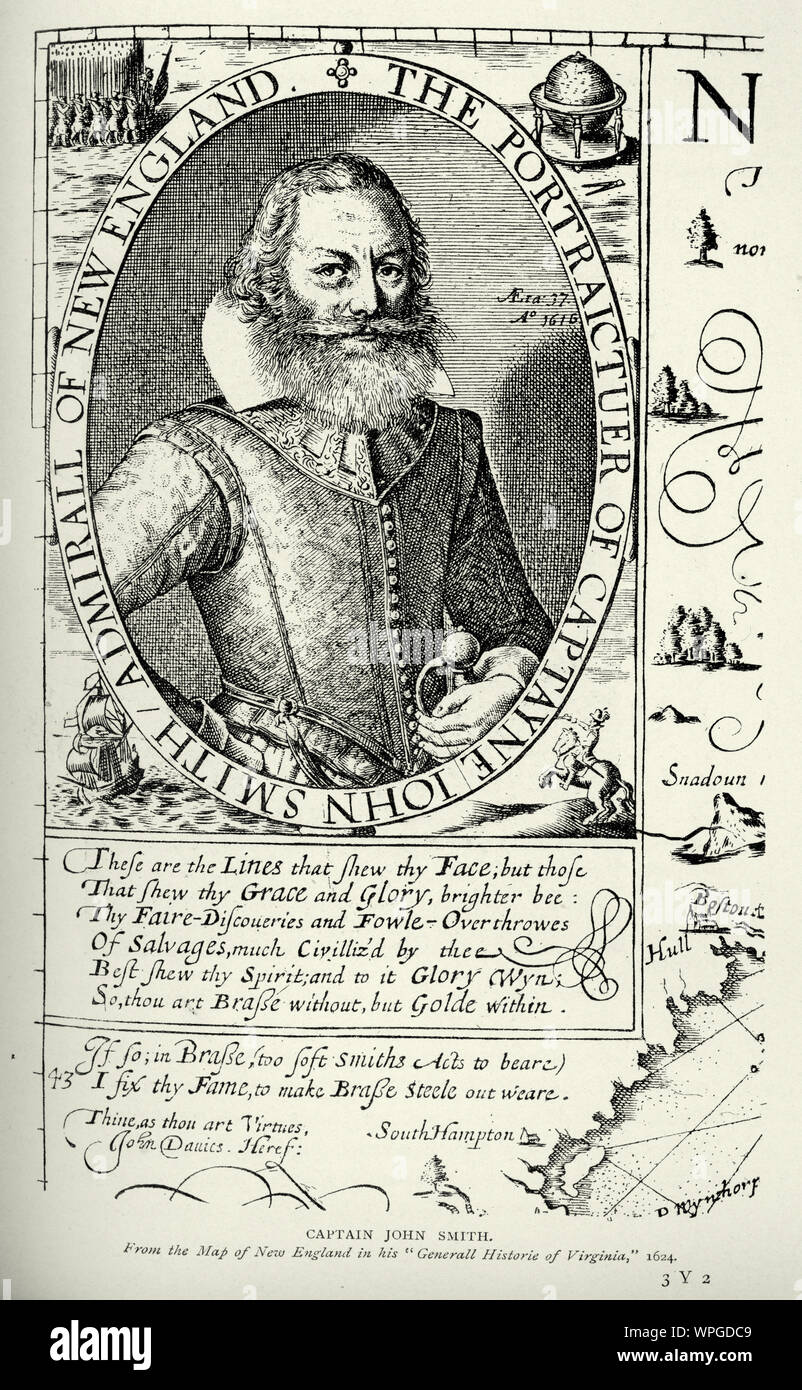 John Smith (battezzati. 6 gennaio 1580 - 21 giugno 1631) era un soldato inglese, explorer, governatore coloniale, Ammiraglio di New England, e l'autore. Egli ha svolto un ruolo importante nella fondazione della colonia di Jamestown, Virginia Foto Stock