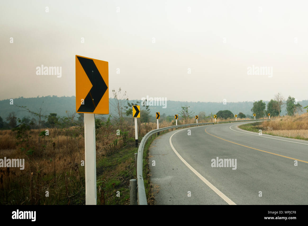 Winding Road Sign Foto Stock