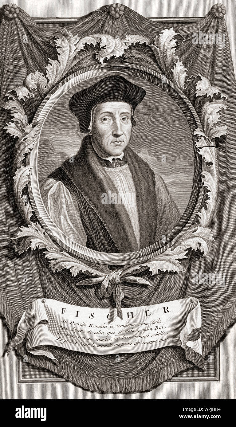 John Fisher, 1469 - 1535. Cattolica inglese vescovo e teologo. Dopo un tardo XVII secolo incisione di Gerald Valck basato su un lavoro da Adriaen van der Werff. Foto Stock