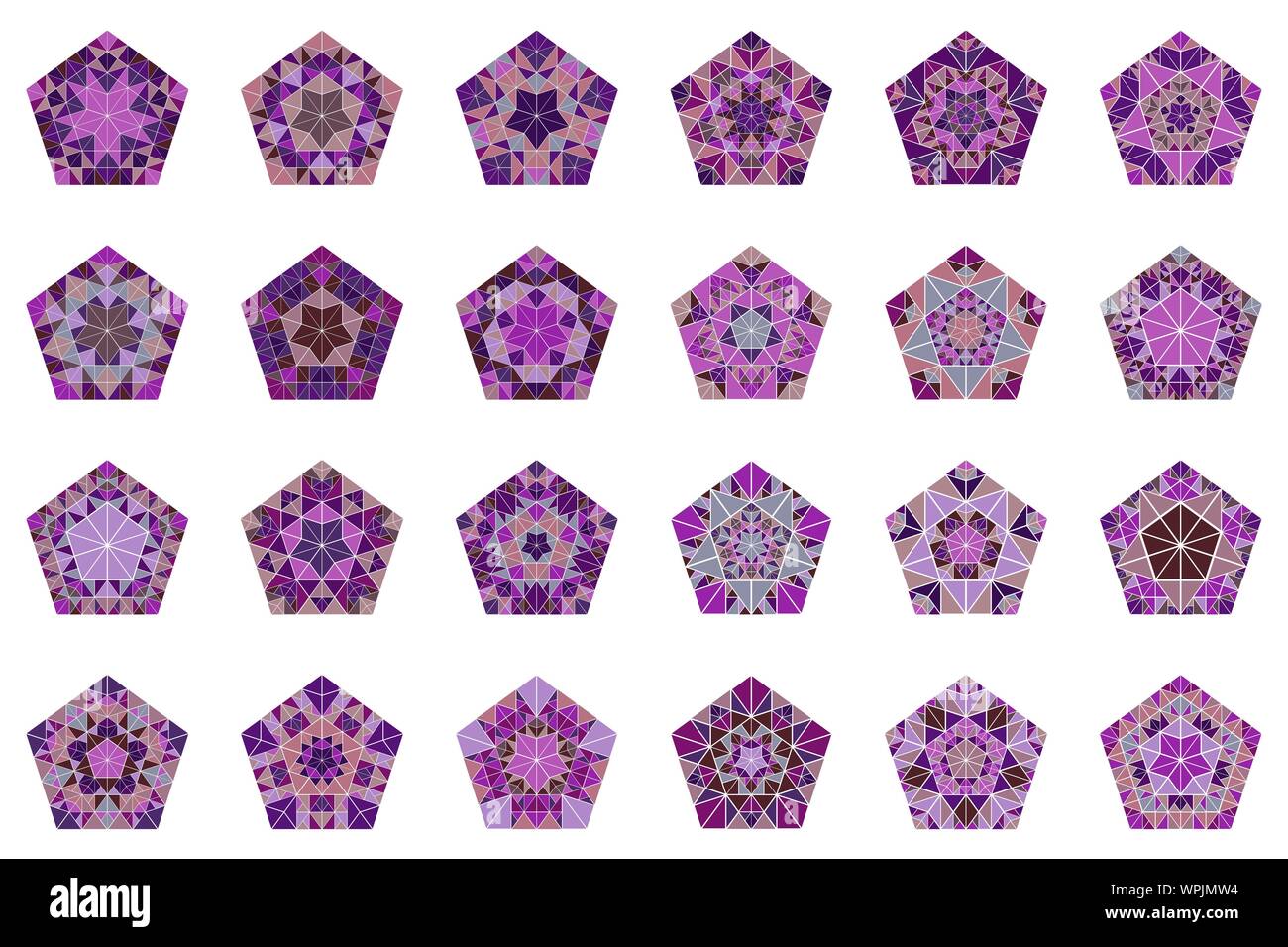 Ornati mosaico isolato ornamento pentagono il set di simboli - geometrica astratta geometrica del vettore di elementi di design Illustrazione Vettoriale