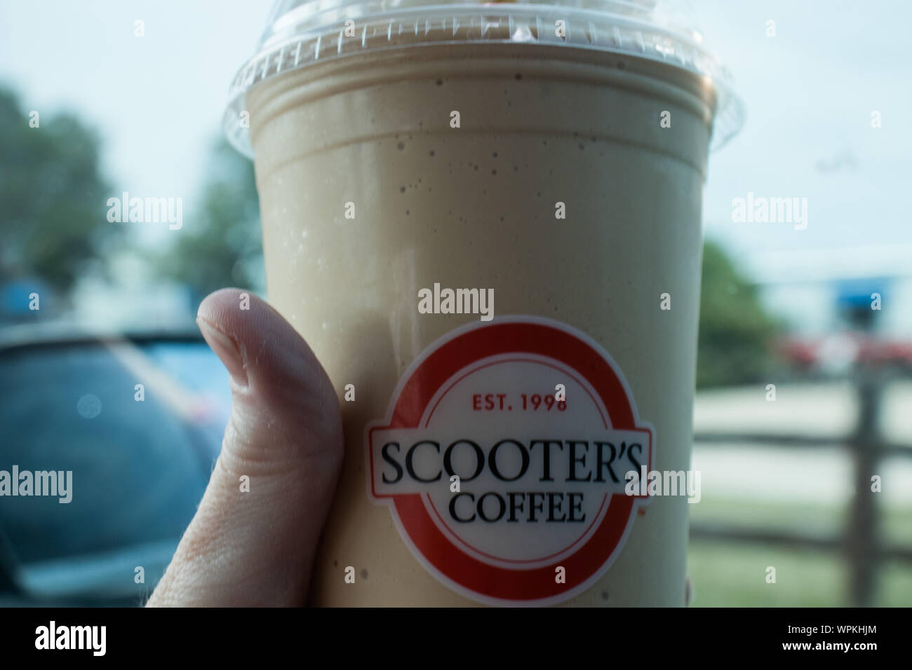 Scooters caffè sul Go Foto Stock