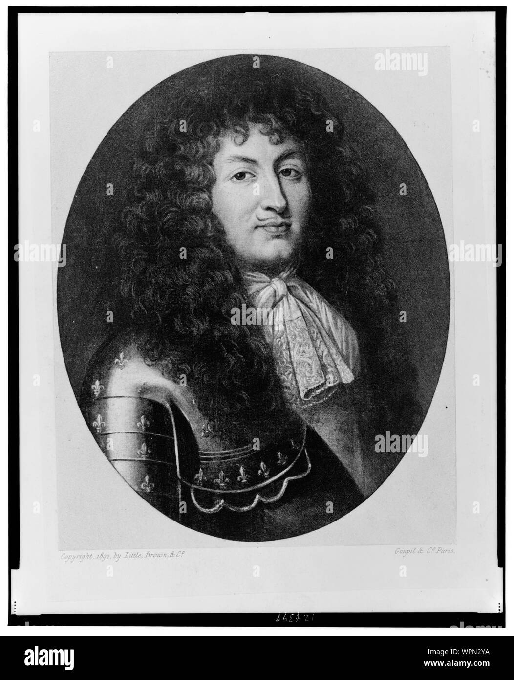 Re di Francia Luigi XIV, testa e spalle ritratto, rivolta leggermente a destra, indossare armor] / Goupil & Co., Parigi Foto Stock