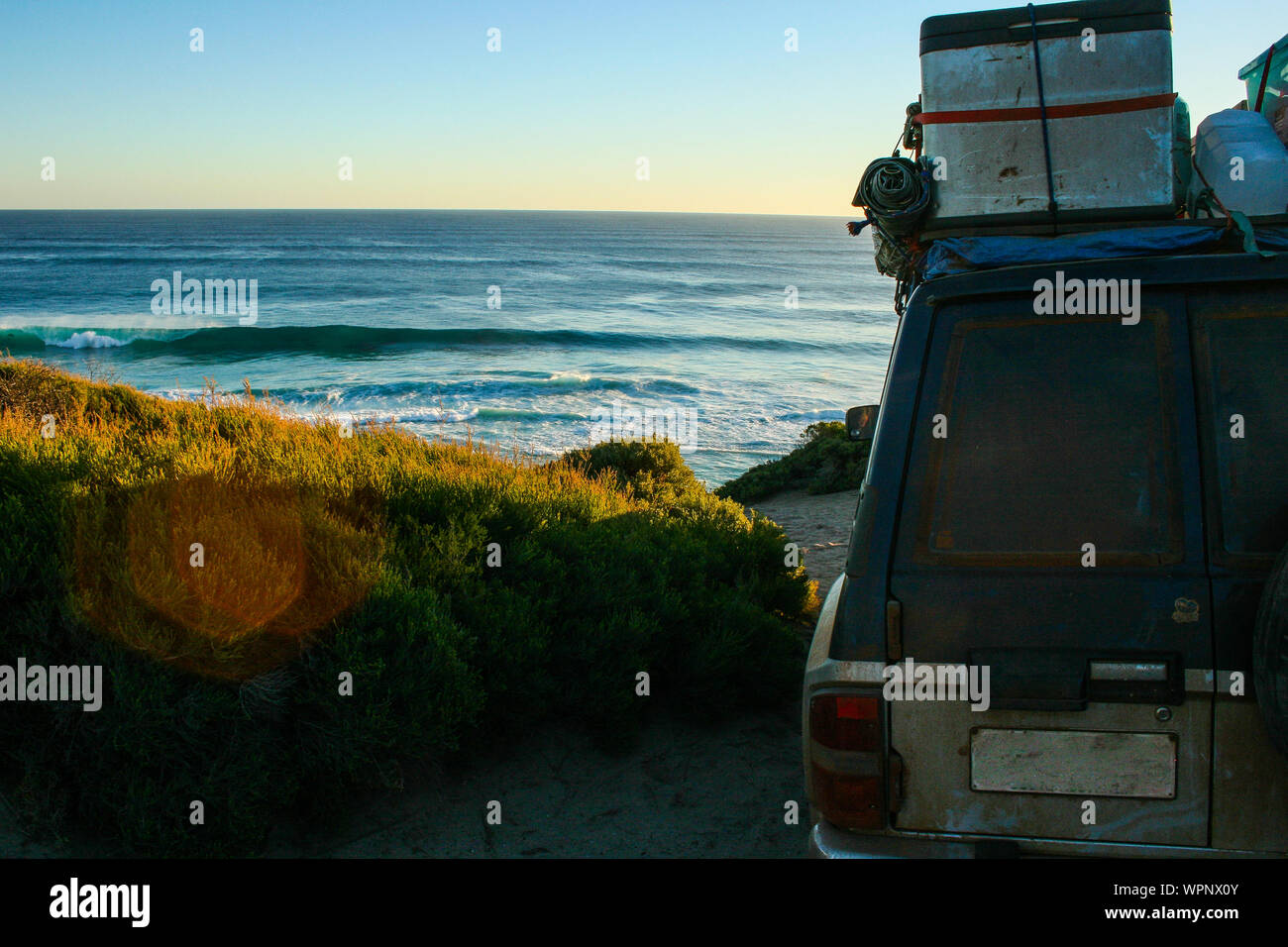 Margaret River Mouth, surfisti punto, Australia occidentale Foto Stock