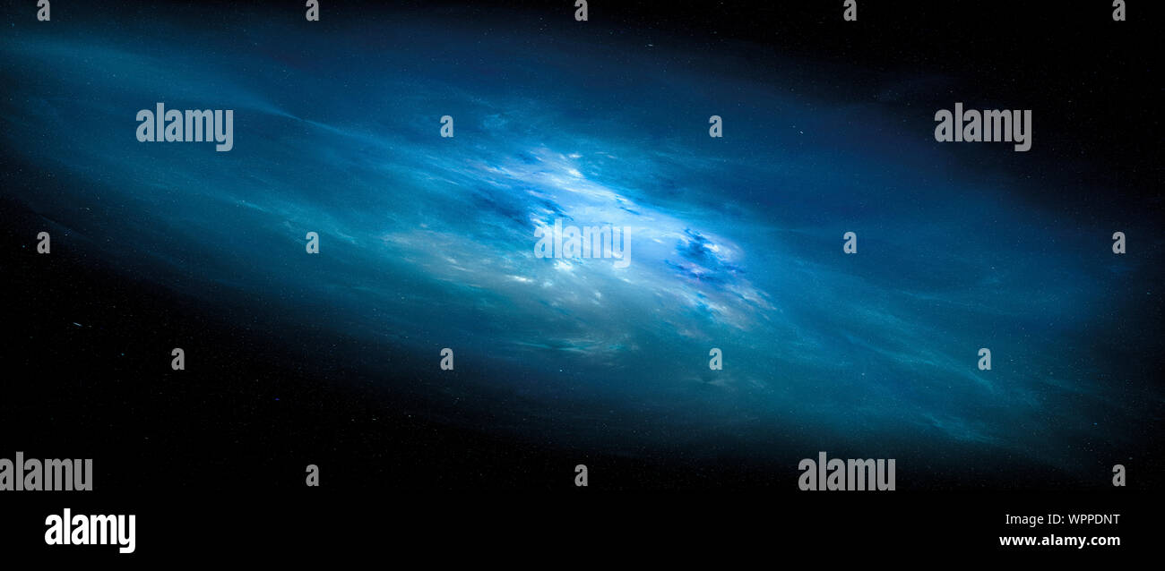 Blu brillante nebulosa ellittica nello spazio, generato dal computer sfondo astratto, rendering 3D Foto Stock