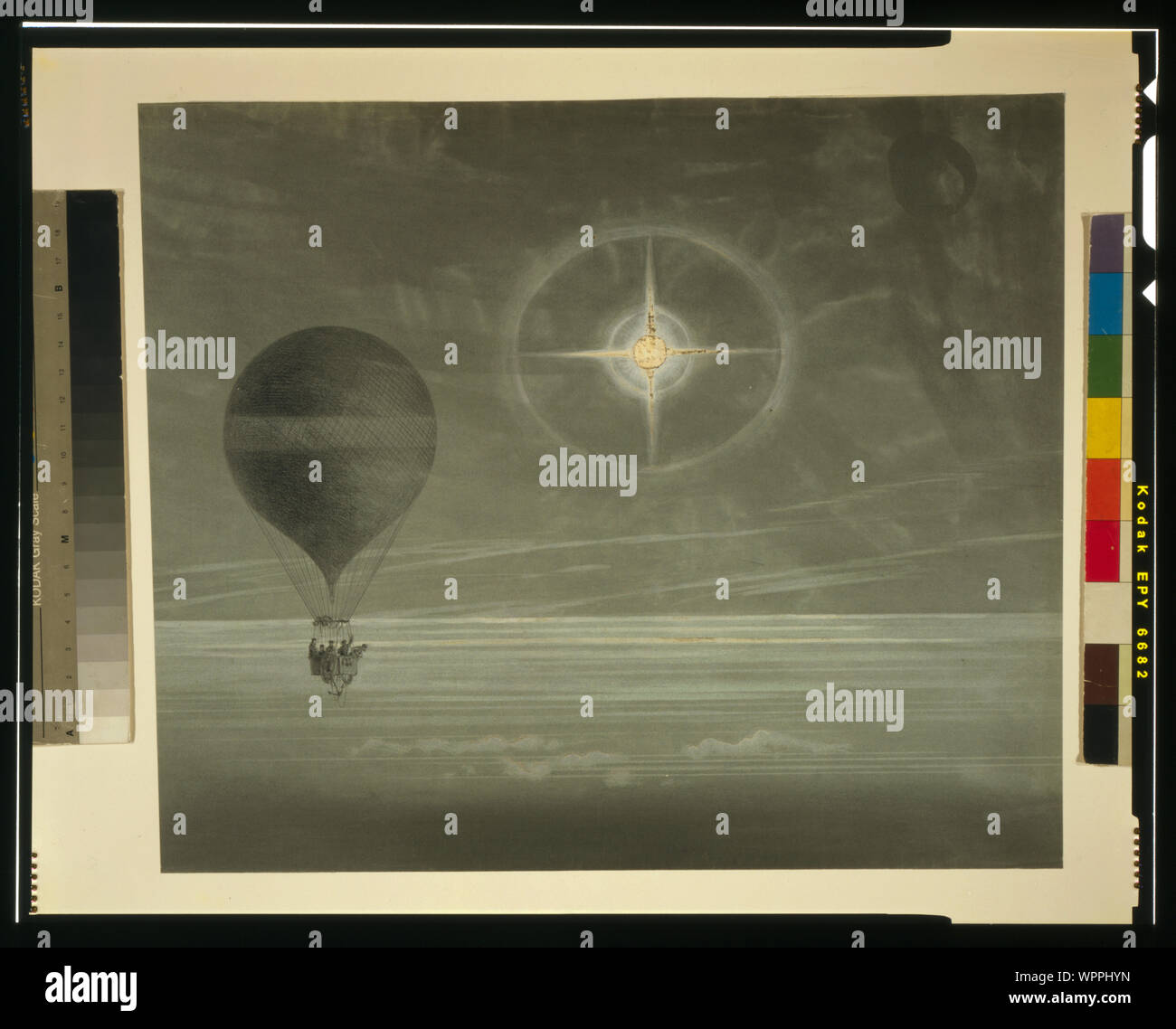 Alone lunare e croce luminescente osservato durante il palloncino Zénith la lunga distanza di volo da Parigi a Arcachon in marzo, 1875; Foto Stock
