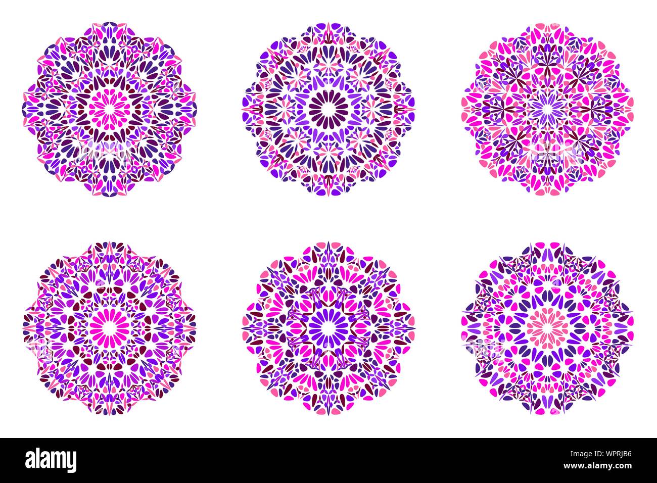 Colorati rotondi ornati floreali simbolo mandala set - ornamentali circolare geometrico astratto gli elementi del vettore Illustrazione Vettoriale