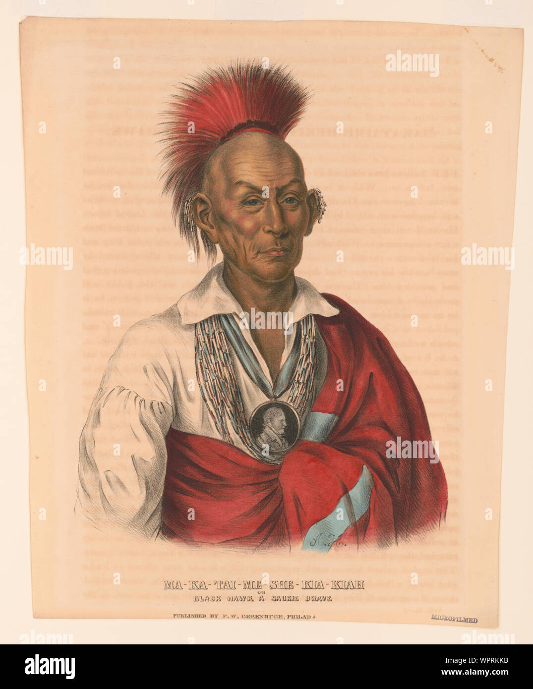 Ma-Ka-Tai-Me-She-Kia-kiah, o Black Hawk, un Saukie brave / A.H. Foto Stock