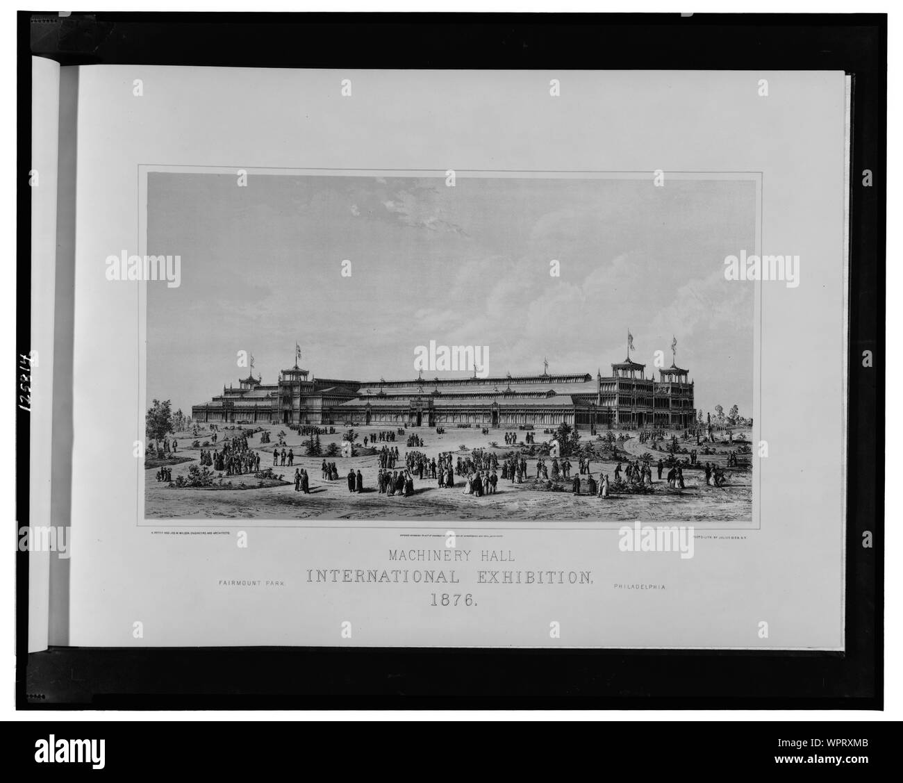 La sala macchine, Fiera Internazionale, 1876--Fairmont Park, Philadelphia / H. Pettit e Jos. M. Wilson, ingegneri e architetti; foto-lith. da Julius Bien, N.Y. Foto Stock