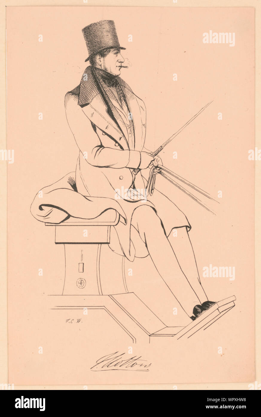 Uomo alla guida di un autobus] / T.C.W Foto Stock