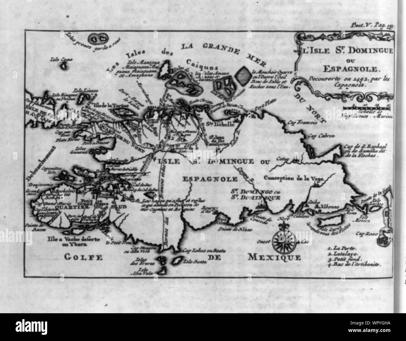 Mappa dell'isola di Hispaniola (Haiti e Repubblica Dominicana) Foto Stock