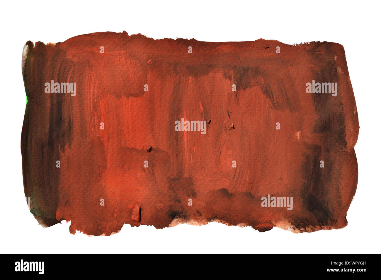 Macchie di colore marrone sul flusso colore nero superficie , sfondo astratto e illustrazione dal colore acrilico pittura isolati su sfondo bianco Foto Stock