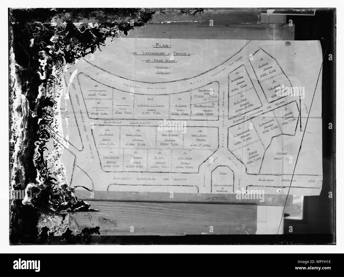 La mappa del piano di suddivisione del sig. Aron molti, Gerusalemme Foto Stock