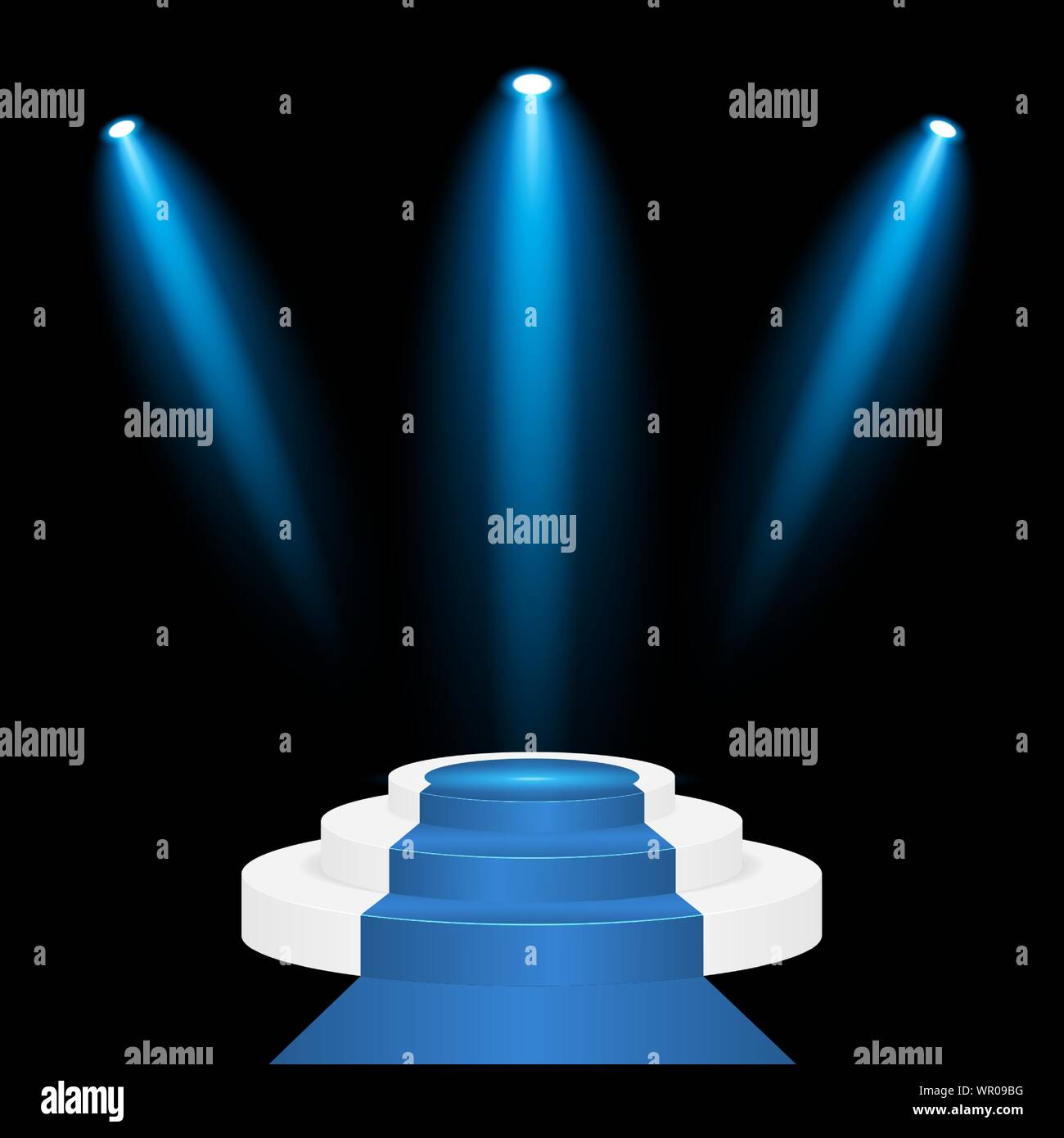 Moquette blu con faretti blu su sfondo scuro, vettore di stock Illustrazione Vettoriale