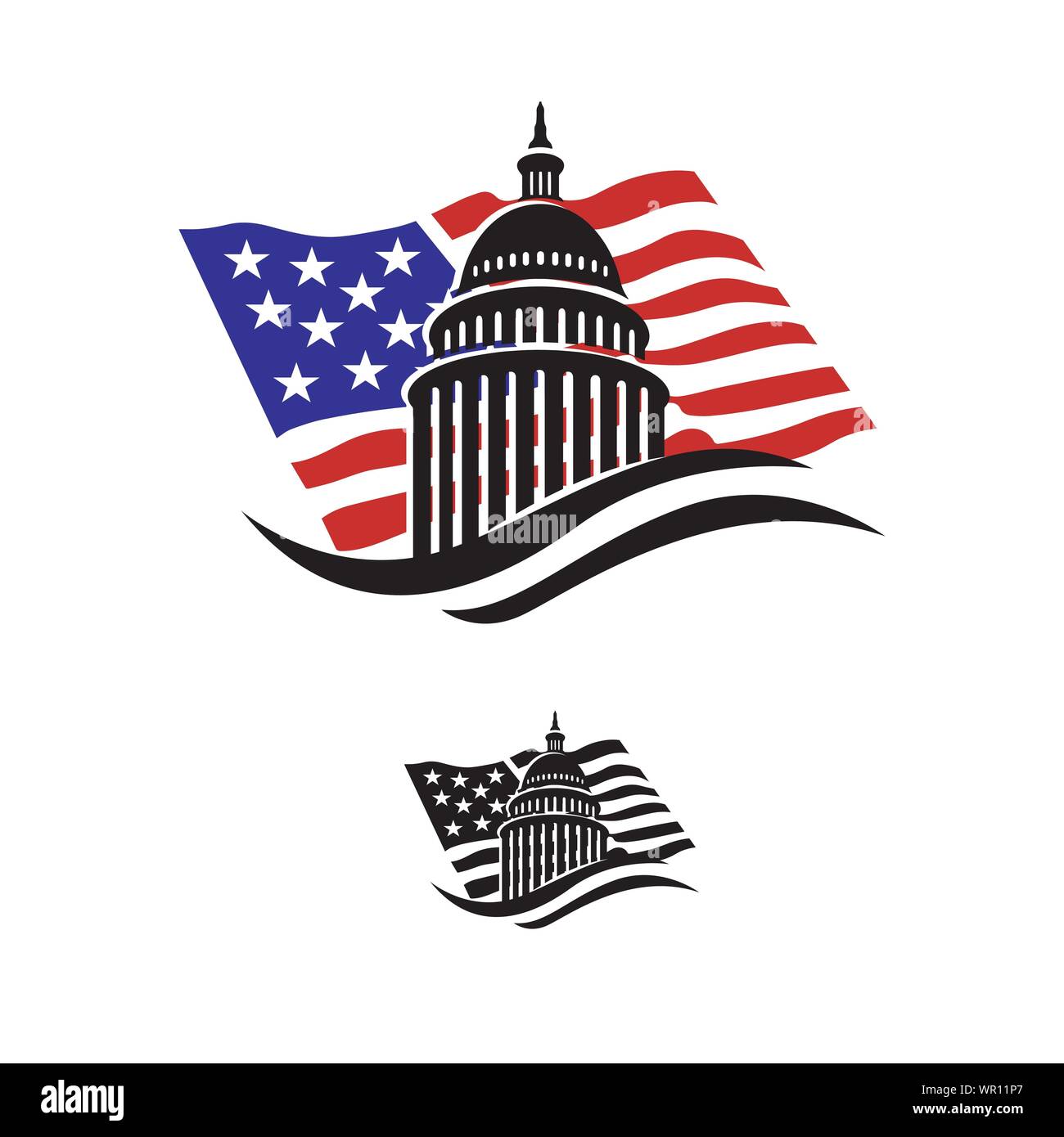 Creative semplice american Capitol Building vector logo design Illustrazione Vettoriale