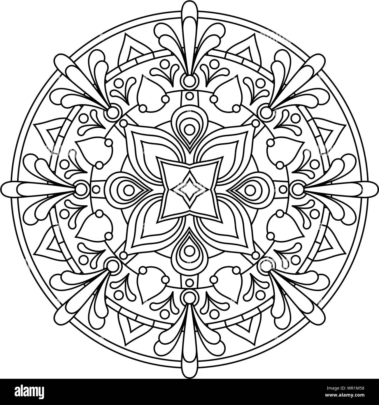 Vettore design mandala per la colorazione di isolati su sfondo bianco Illustrazione Vettoriale