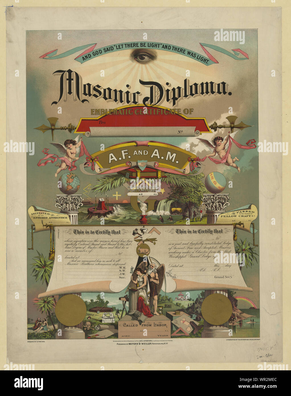 Diploma massonico Foto Stock