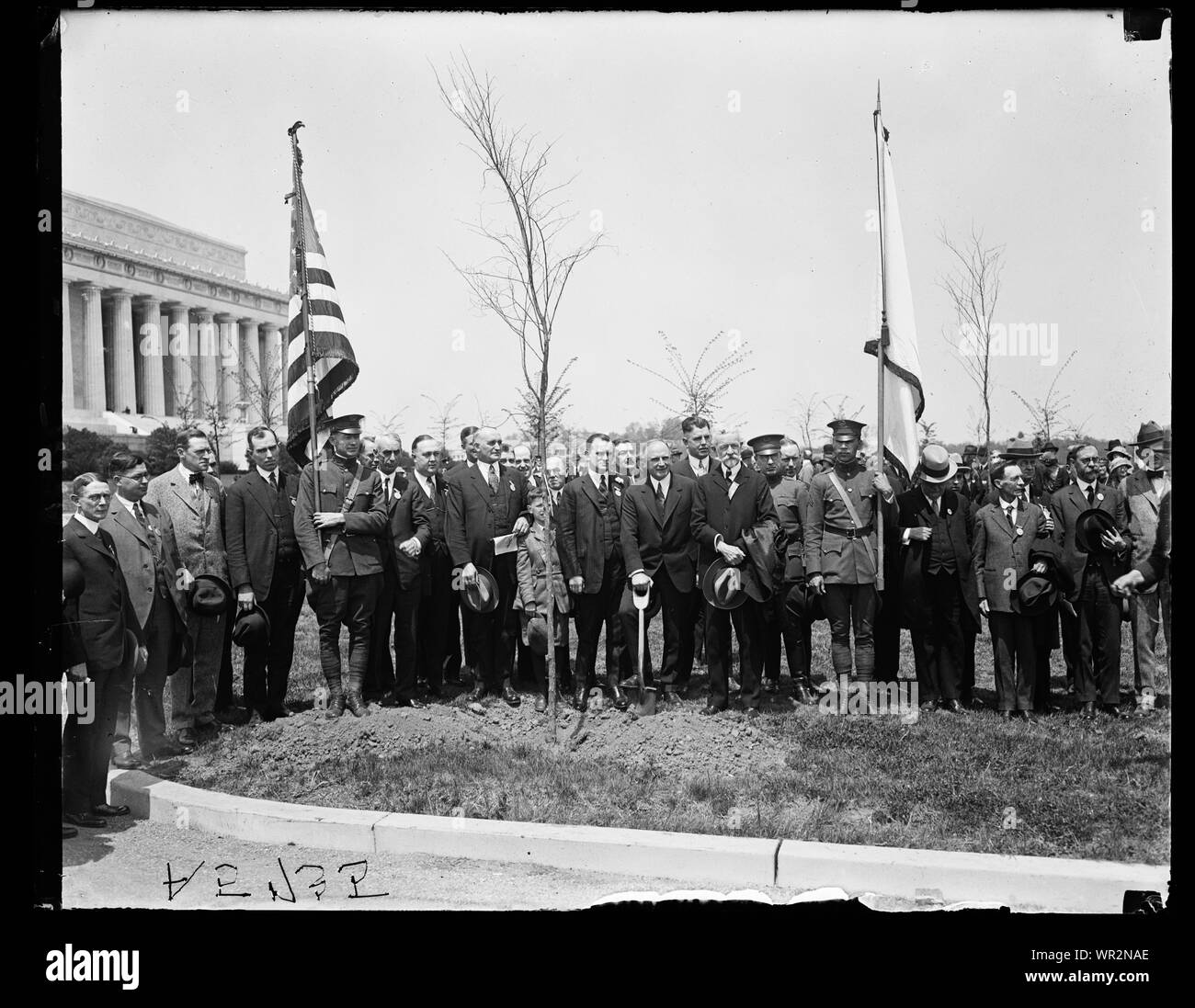 Messa. La società gruppo piantare vicino al Lincoln Memorial, Washington D.C. Foto Stock