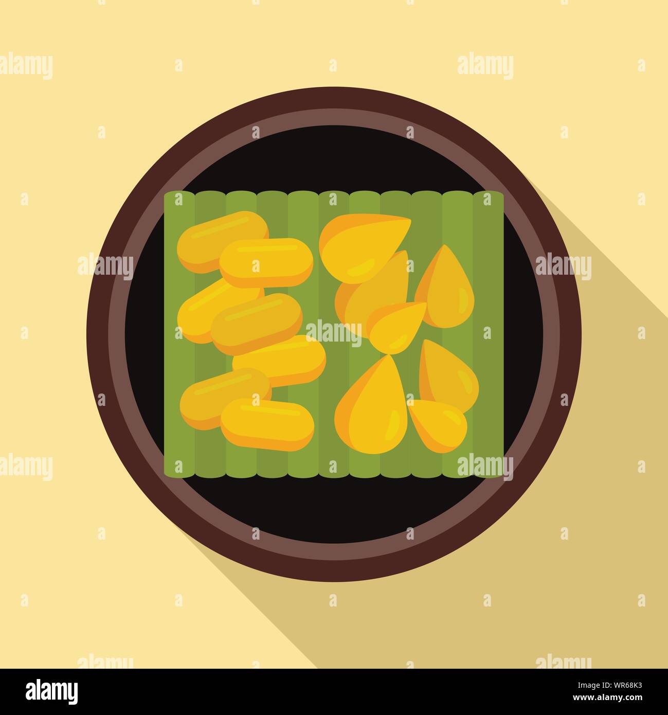 Il cibo tailandese icona semi. Illustrazione piatto di cibo tailandese semi icona vettoriali per il web design Illustrazione Vettoriale