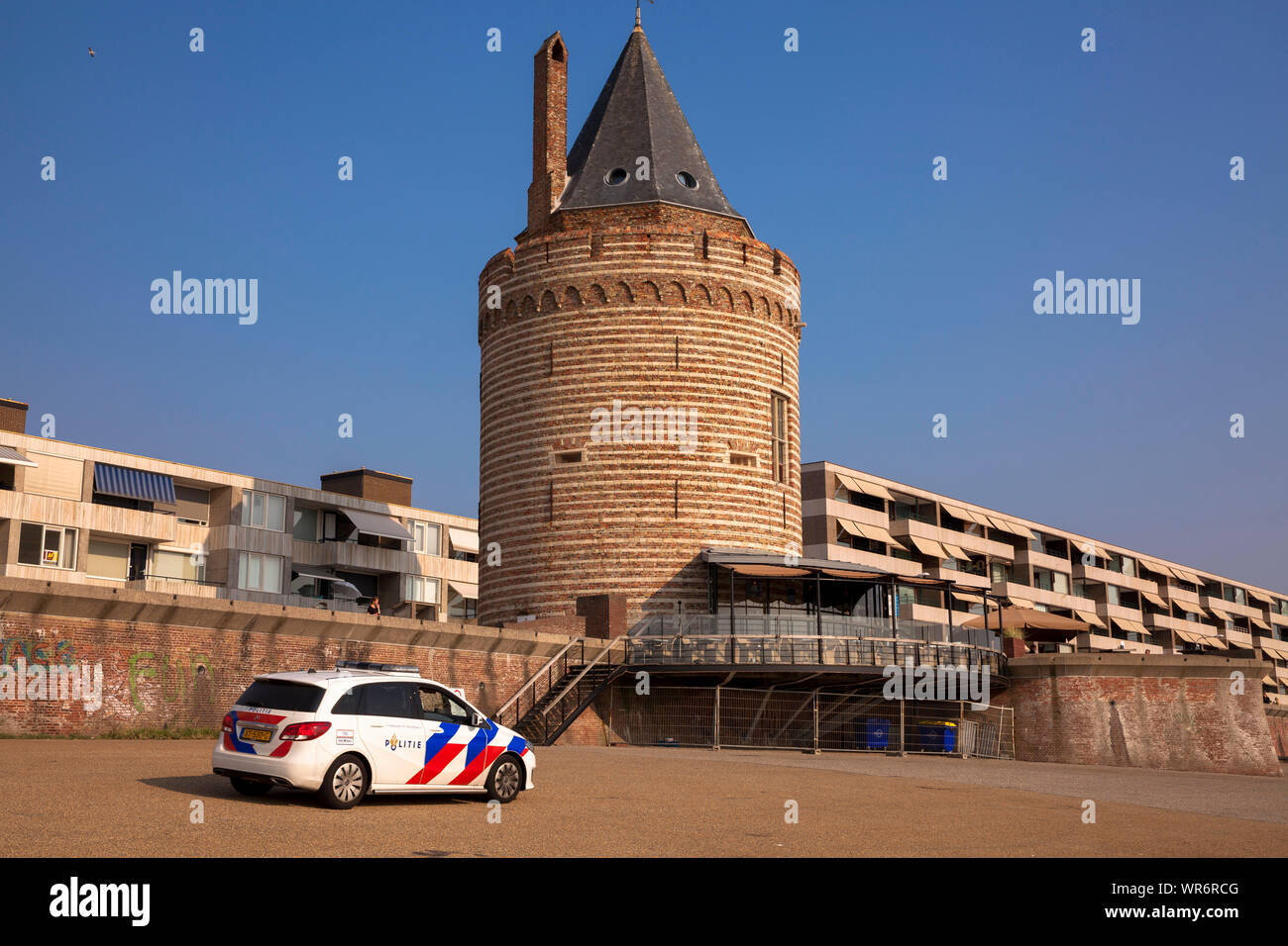Prigione storica torre sul Boulevard de Ruyter a Vlissingen, Walcheren, Zeeland, Paesi Bassi. historischer Gefaengnisturm am Boulevard de Ruyter in Foto Stock
