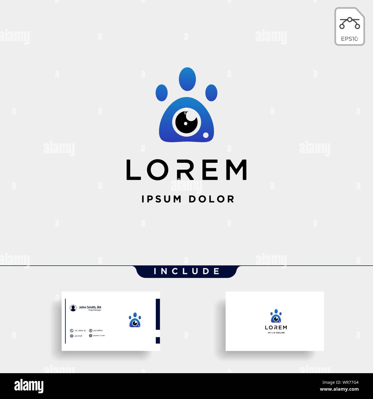 Zampa del cane Logo della fotocamera modello disegno vettoriale Illustrazione Vettoriale