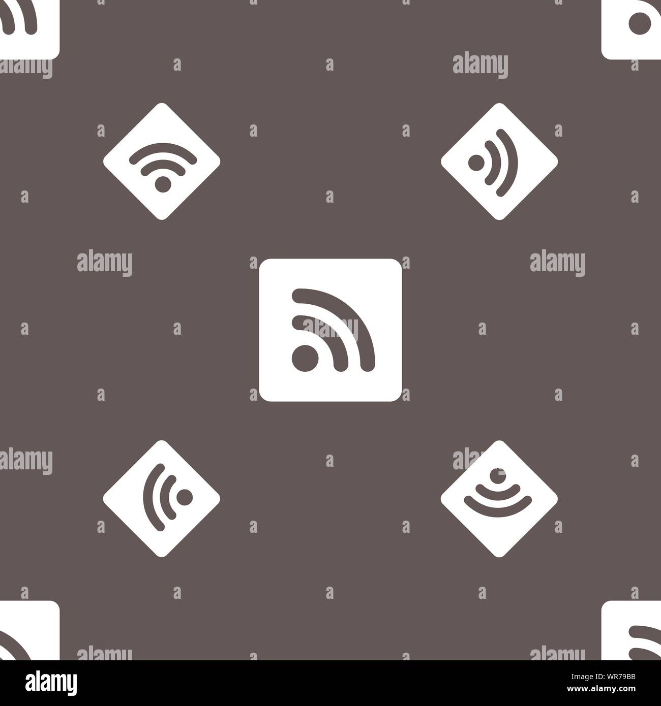 Icona feed RSS di segno. Seamless pattern su uno sfondo grigio. Vettore Illustrazione Vettoriale