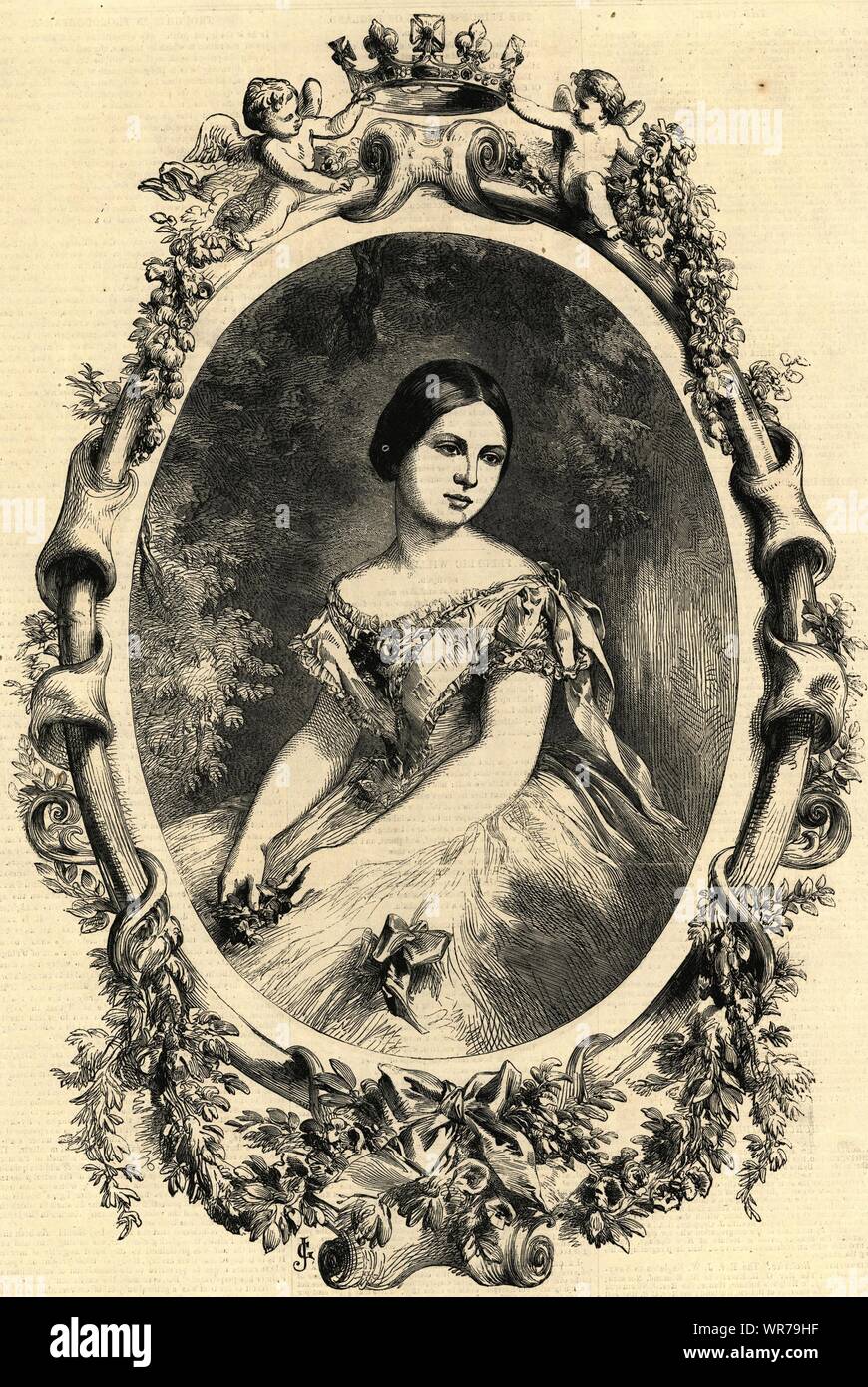 Sua Altezza Reale la Principessa Anna d'Inghilterra. Royalty 1856 ILN pagina piena Foto Stock