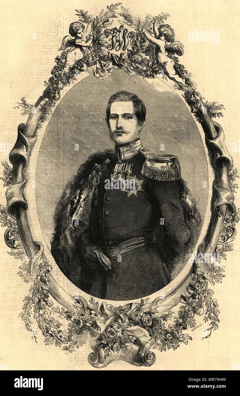 Sua Altezza Reale Frederic William, principe di Prussia. Royalty 1856 ILN print Foto Stock