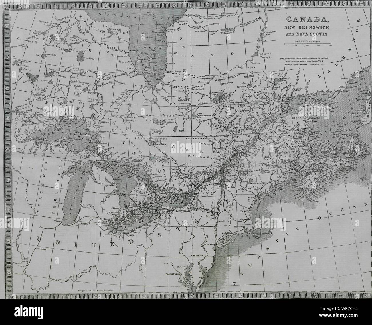 Il Principe di Galles (Edward VII)'s visita. Canada New Brunswick Nova Scotia 1860 mappa Foto Stock