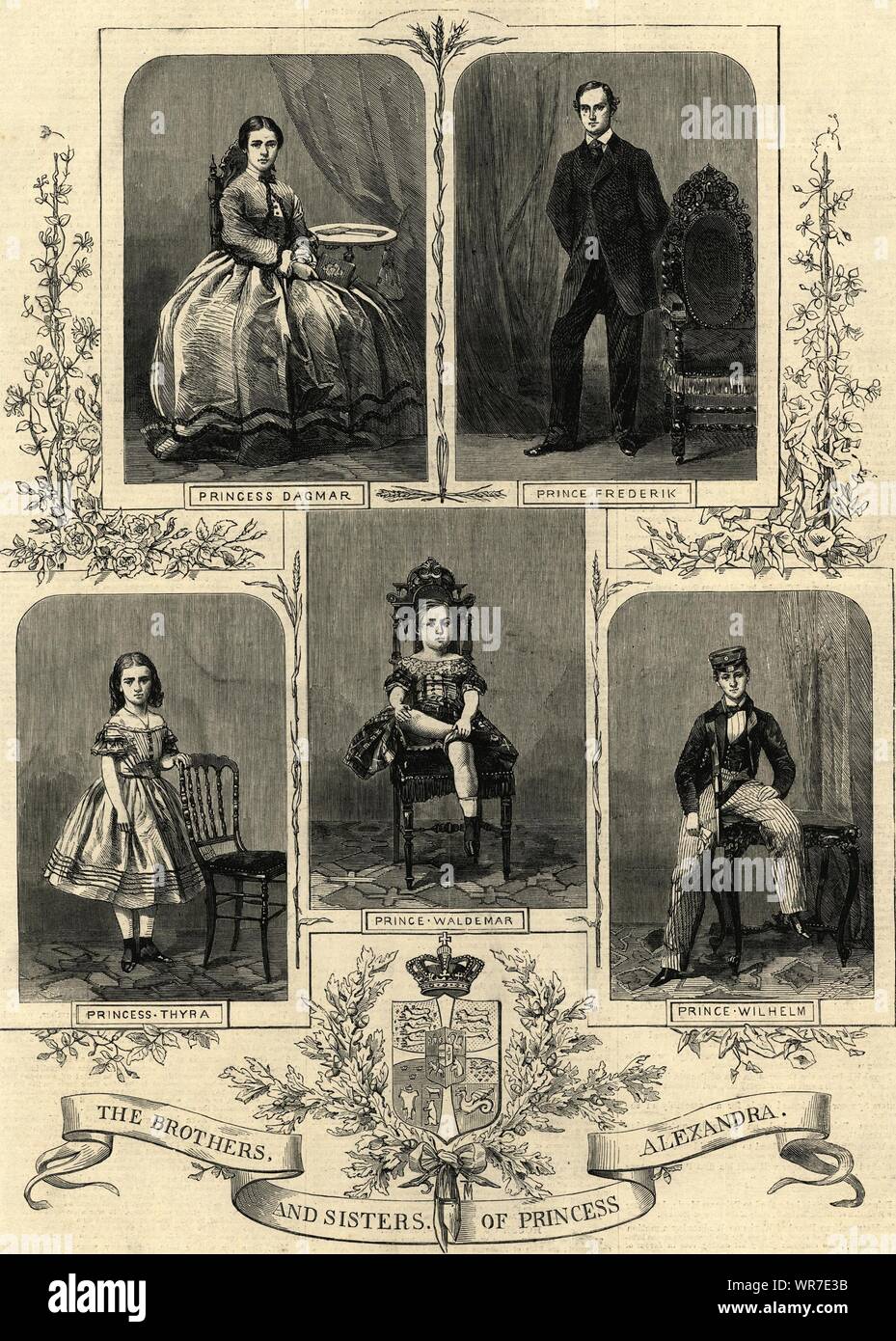 La principessa Alexandra fratelli germani. Dagmar Frederik Waldemar Wilhelm Thyra 1863 Foto Stock