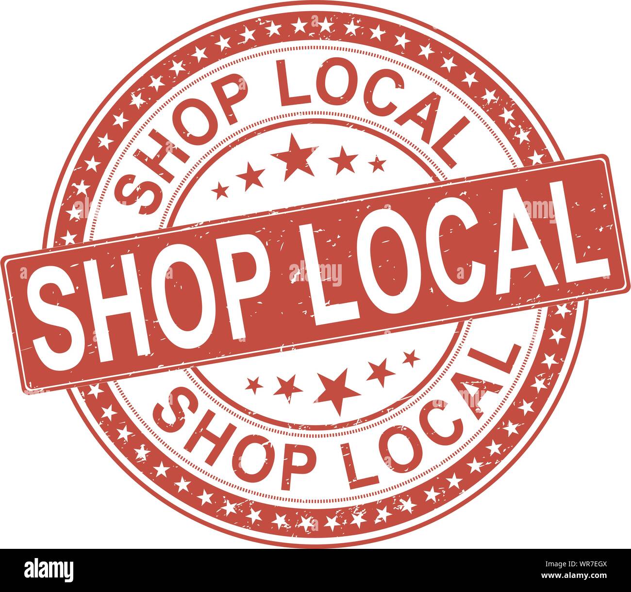 Shop Local Small Business timbro di gomma su sfondo bianco Illustrazione Vettoriale