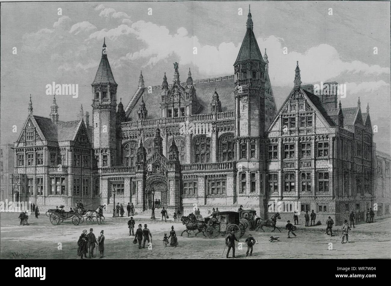La nuova legge di Birmingham tribunali. Fondazione-pietra dalla Regina Vittoria 1887 Foto Stock