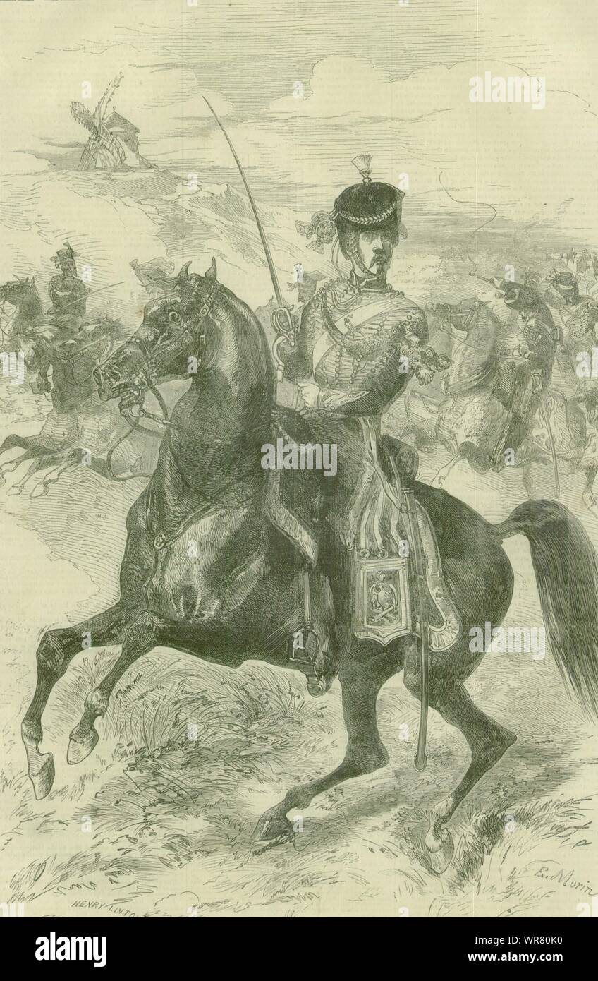 Il francese Guardia Imperiale - Cavallo artiglieria. Militaria 1856 antique ILN pagina Foto Stock