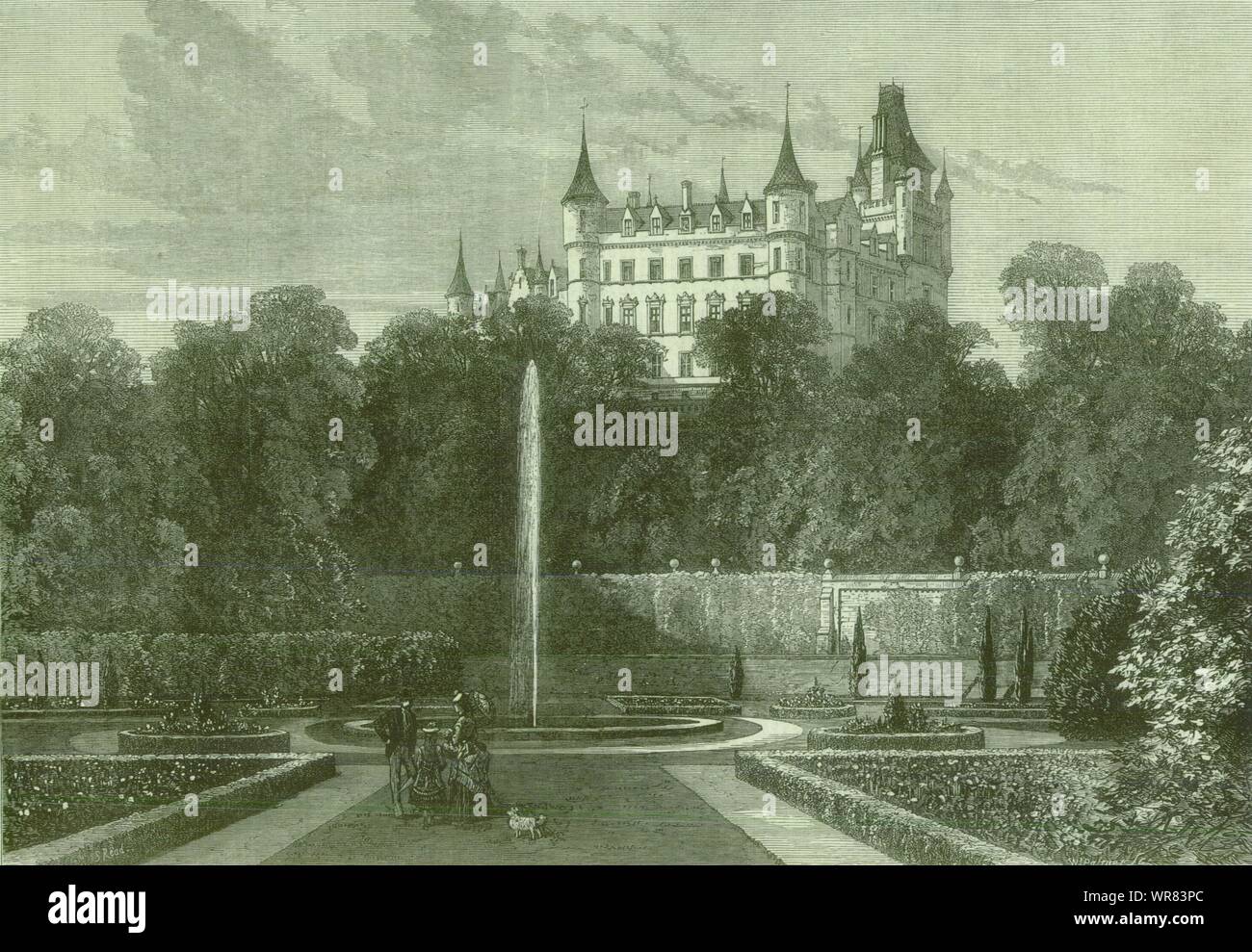 Dunrobin Castle, sede del duca di Sutherland, visitato dalla Regina Vittoria 1872 Foto Stock