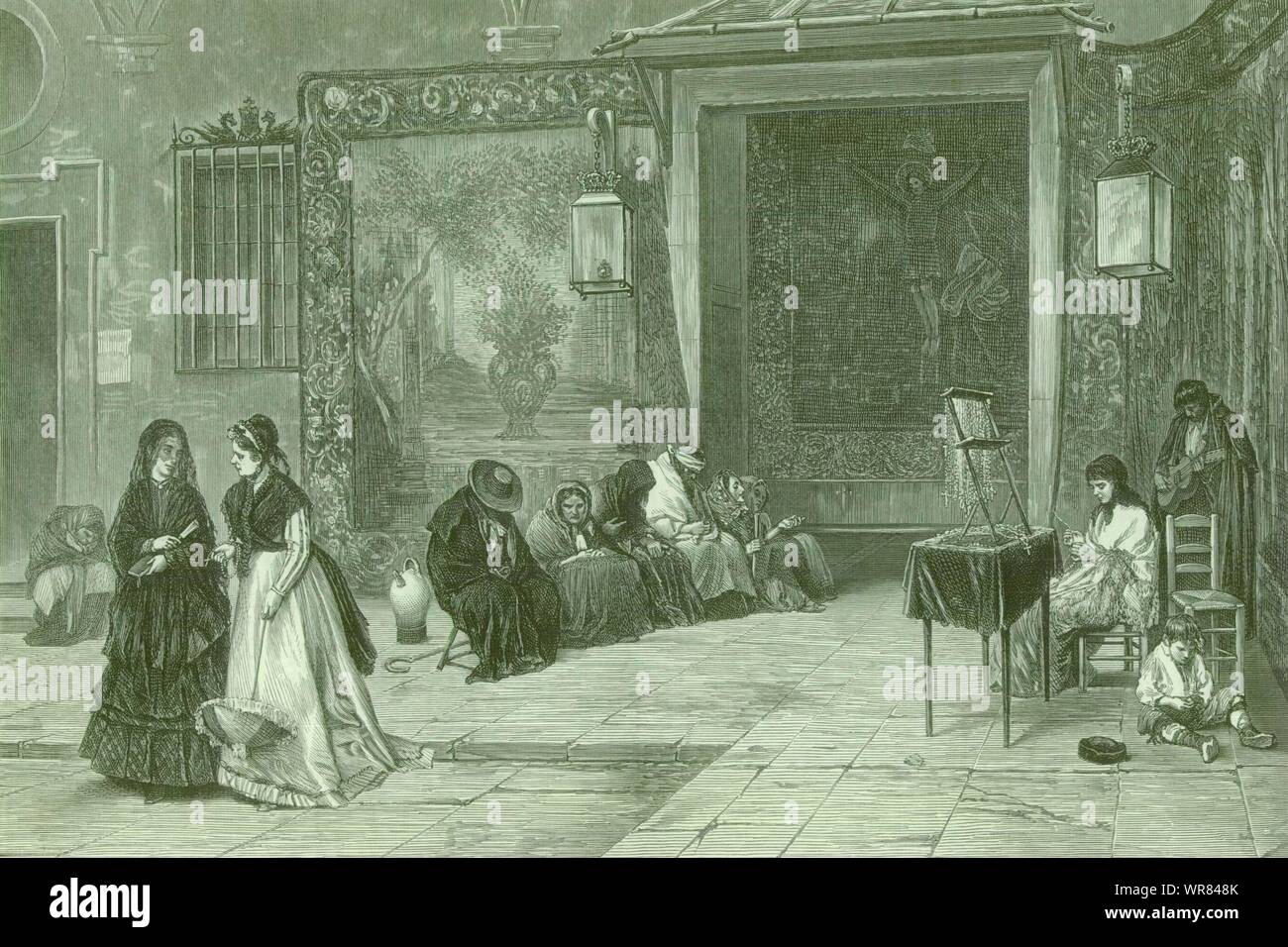 ' La porta della chiesa - Spagna ', dall'immagine da Madrazo 1873 antique ILN pagina Foto Stock