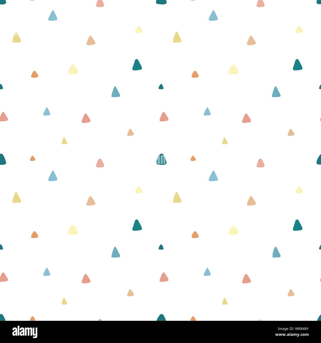Modello senza giunture di disegnati a mano i triangoli colorati su uno sfondo luminoso. Illustrazione per bambini, sala, tessile, abbigliamento, carte, carta di avvolgimento. Subj Illustrazione Vettoriale