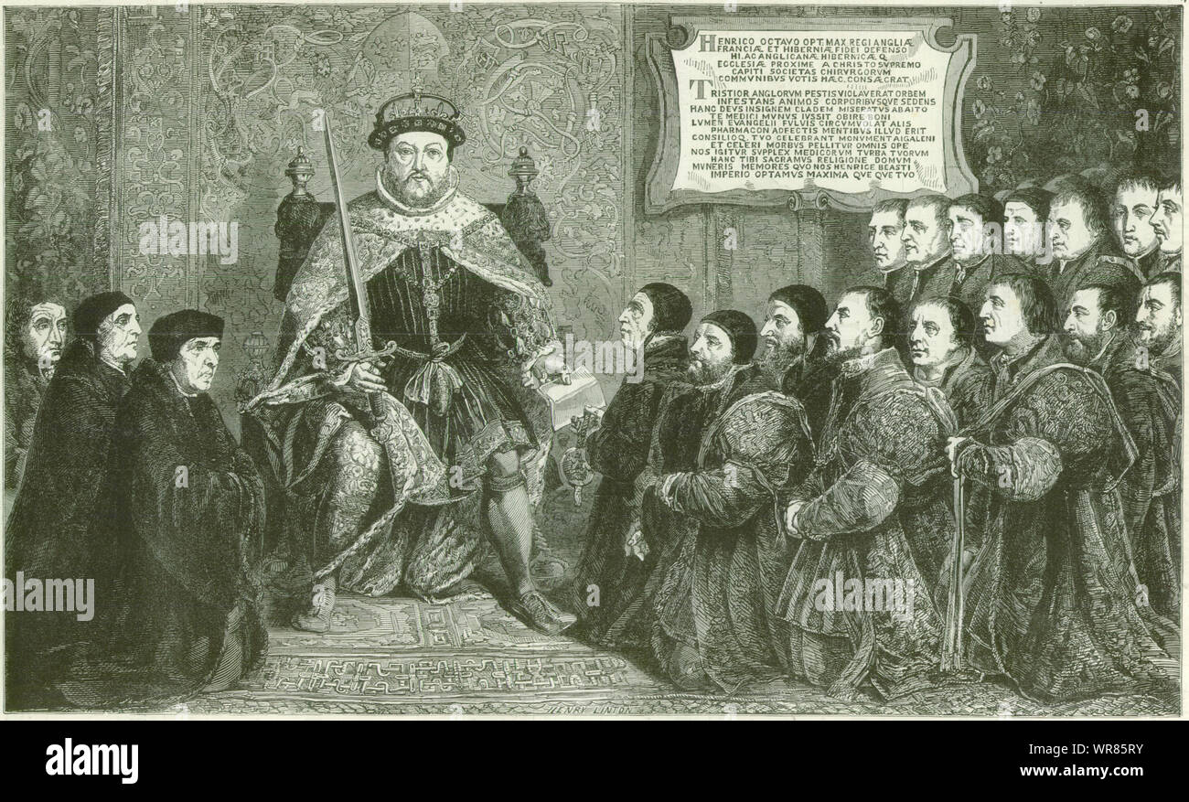 Henry VIII presentando una carta al collegio dei chirurghi. Londra. Medical 1886 Foto Stock