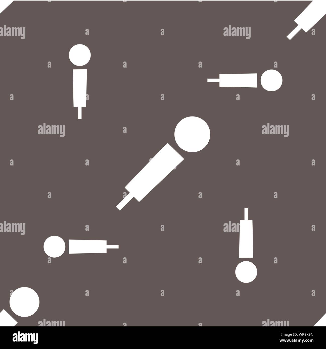 Icona a forma di microfono segno. Seamless pattern su uno sfondo grigio. Vettore Illustrazione Vettoriale