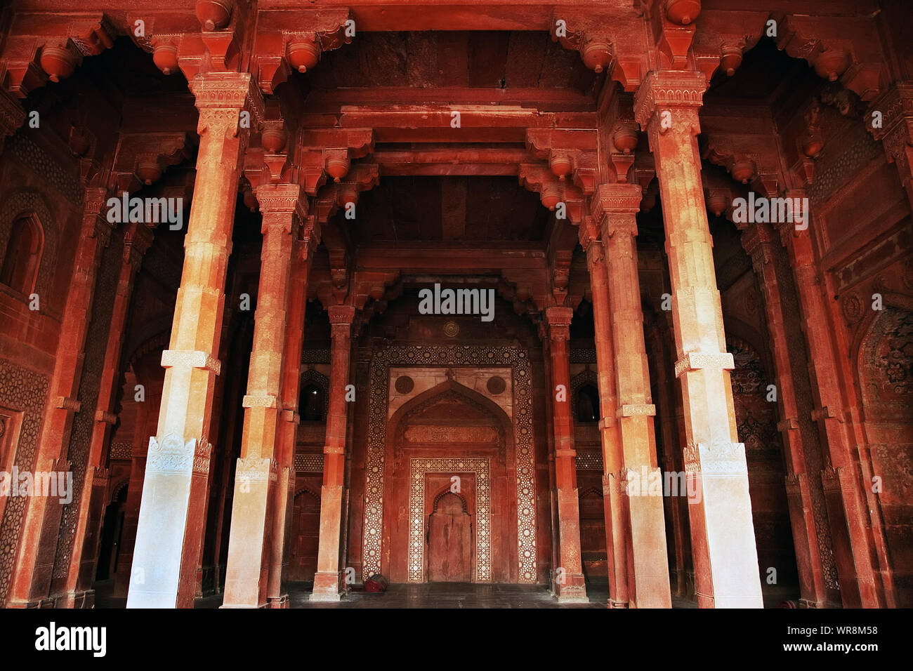 Colonna architettonica a Jama Masjid Foto Stock