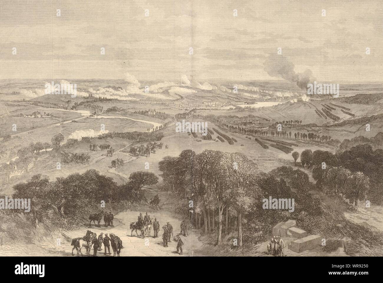 Guerra franco-prussiana : Battaglia di Sedan. Hill King of Prussia. Ardenne 1870 Foto Stock